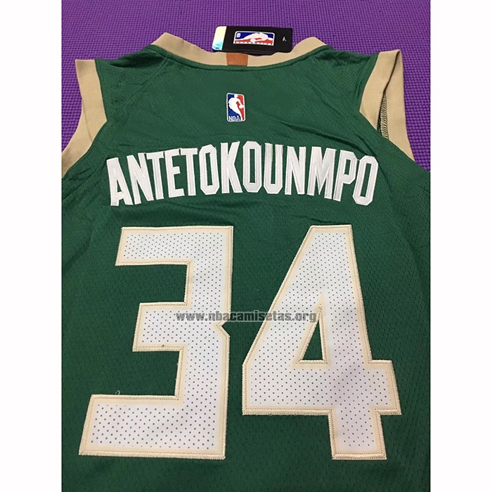 Camiseta Milwaukee Bucks Giannis Antetokounmpo NO 34 Icon 2020-21 Verde